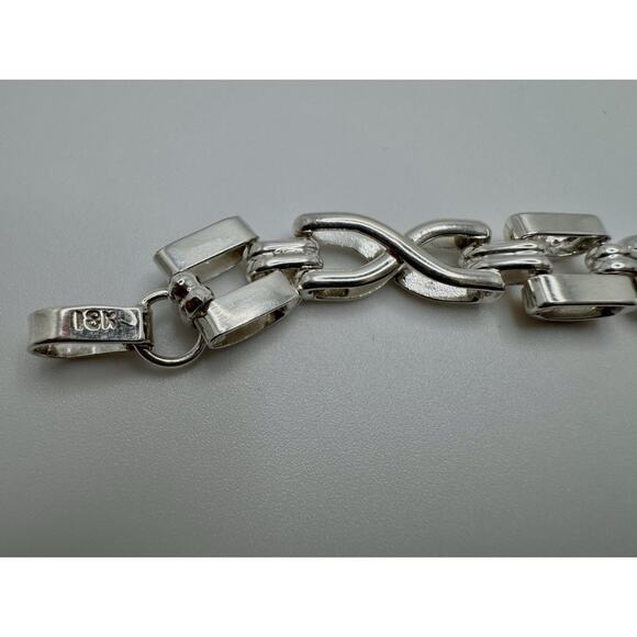 Designer Peruvian Sterling Silver 950 and 18K Gold Inlay Bracelet - 7.5” - Picture 5 of 6